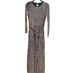 Anne Klein Gold Metallic Sheath Dress with Long Sleeves. Size 10